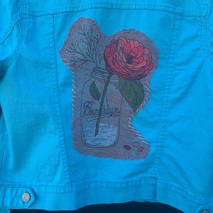 New upcycled embellished sky blue denim unique